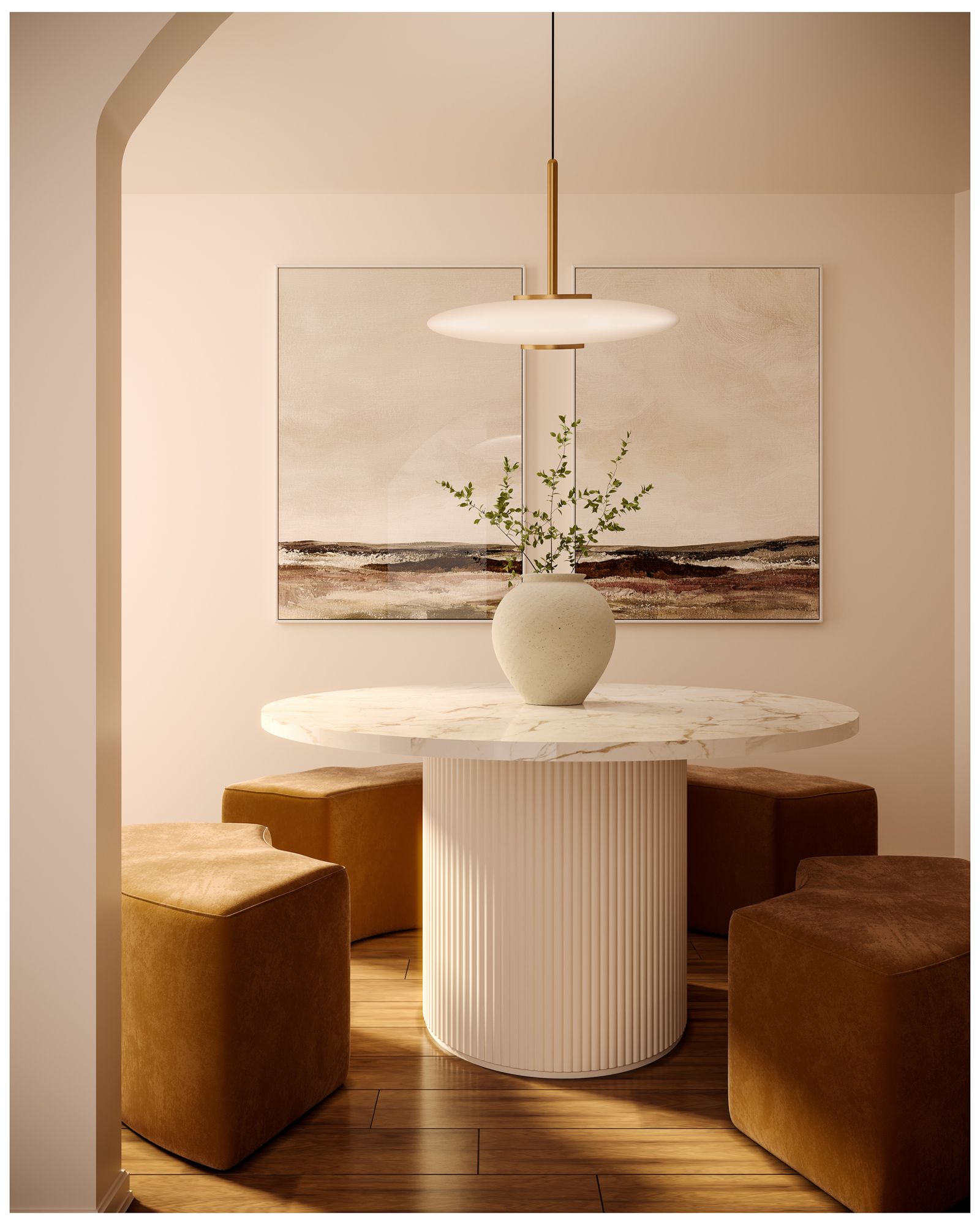 Image 3 Kuzco Kyoto LED 18-in Vintage Brass/Glossy Opal Glass Pendant more views