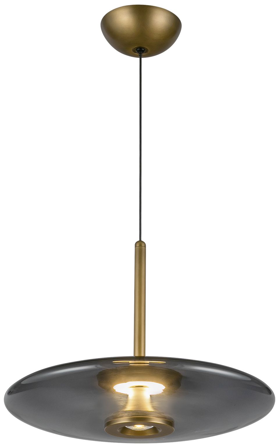 Image 3 Kuzco Kyoto LED 18-in Vintage Brass/Smoked Glass Pendant more views