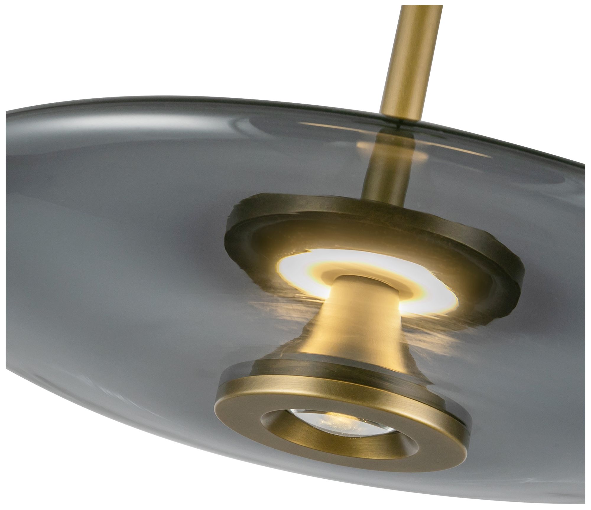 Image 4 Kuzco Kyoto LED 18-in Vintage Brass/Smoked Glass Pendant more views