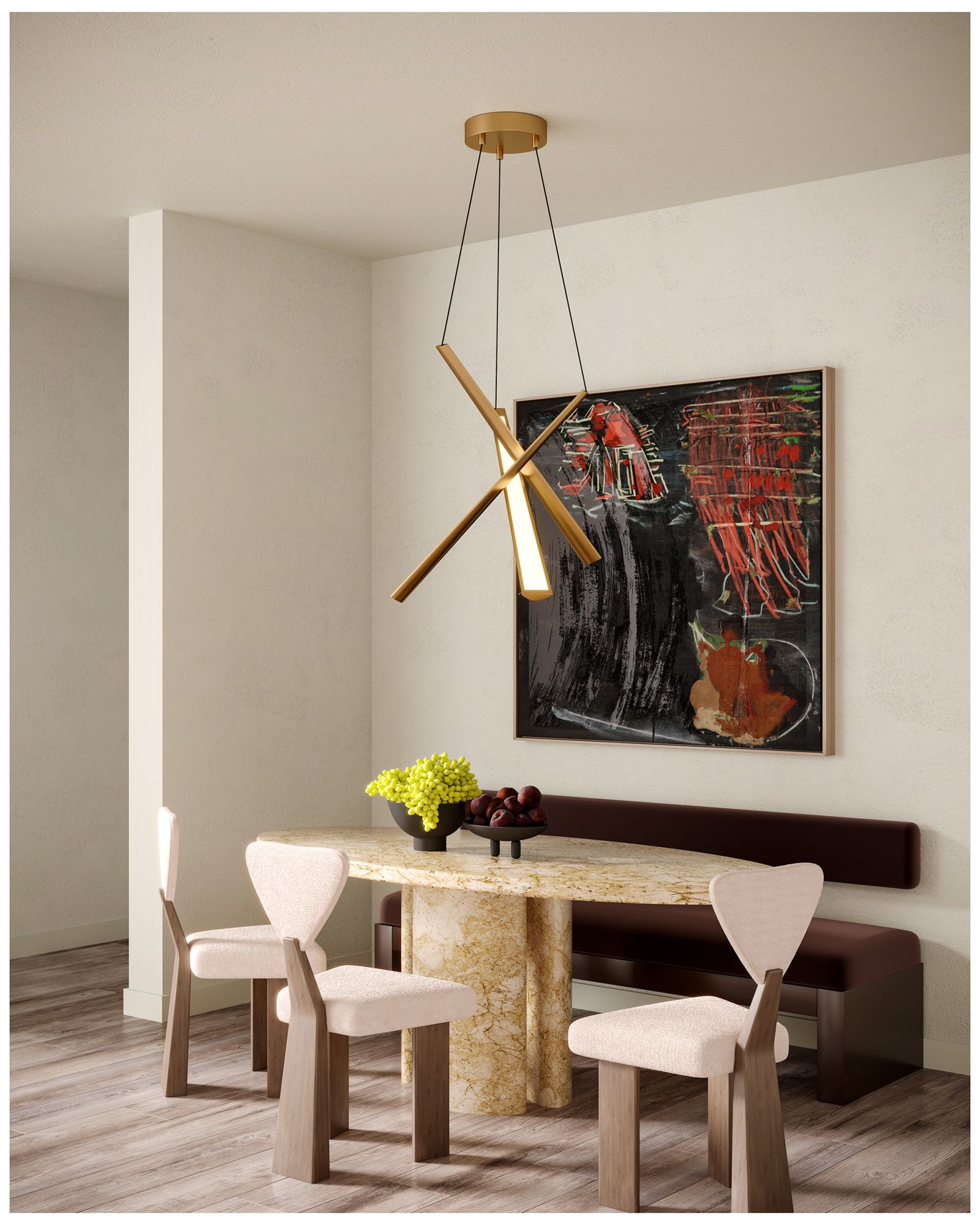 Image 3 Kuzco Lex LED 27-in Vintage Brass LED Chandelier more views