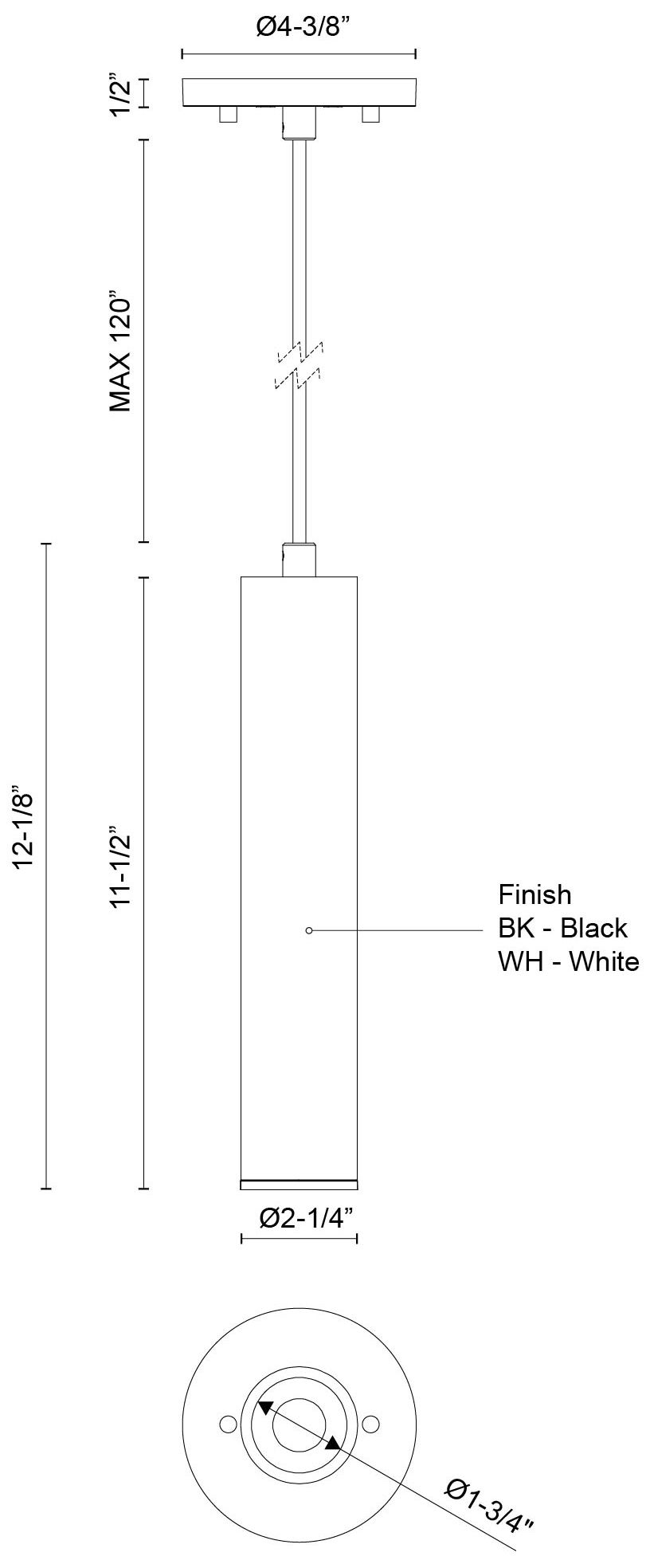 Kuzco Lorna 12-in (2-in Dia.) 36 Degree Optic Black LED Pendant