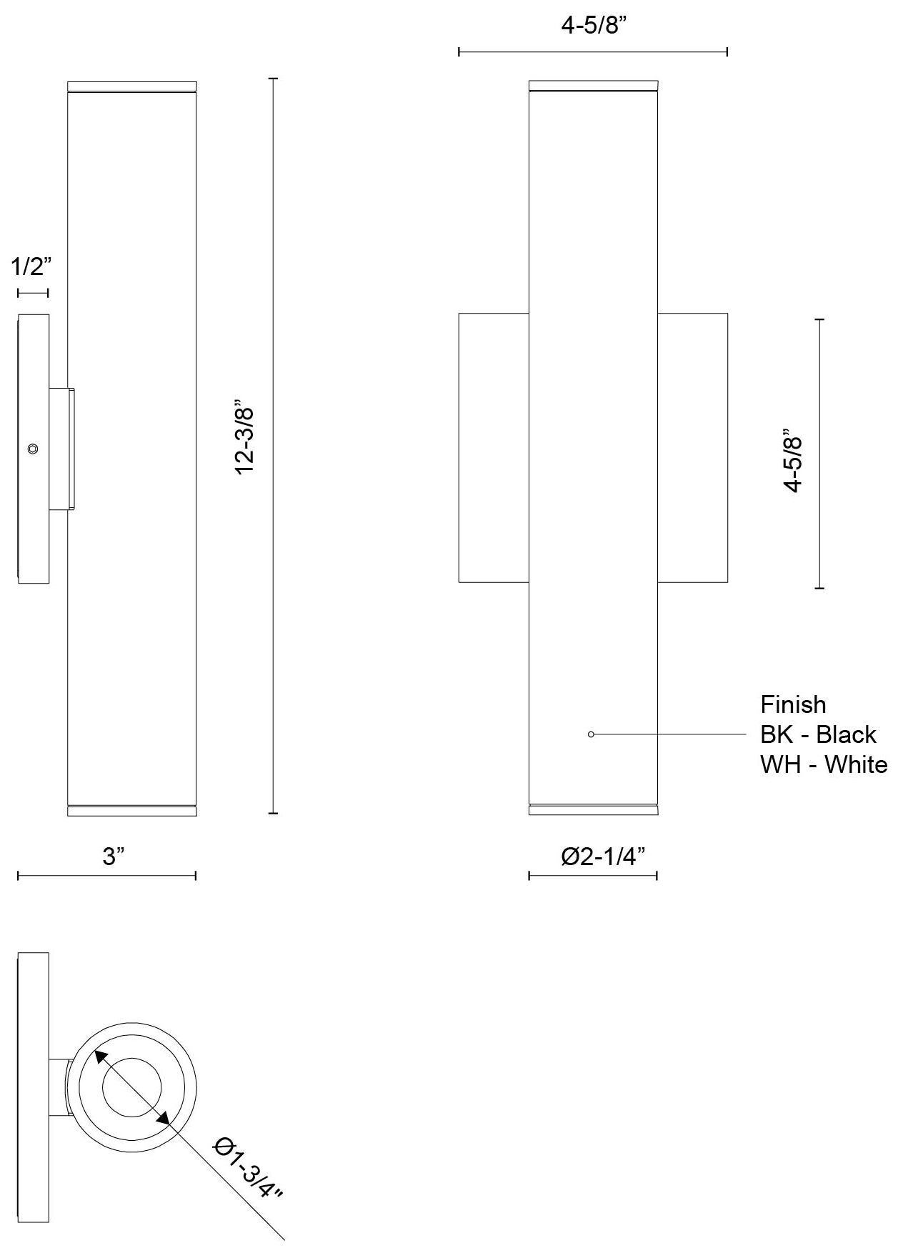 Image 6 Kuzco Lorna 12-in (2-in Dia.) 36 Degree Optic Black LED Wall Sconce more views