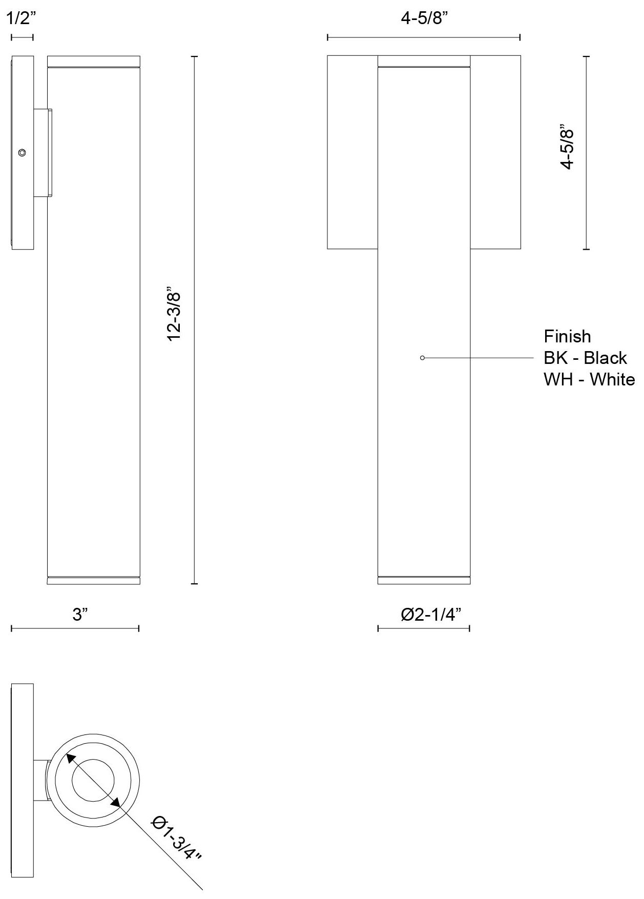 Image 6 Kuzco Lorna 12-in (2-in Dia.) 36 Degree Optic Black LED Wall Sconce more views