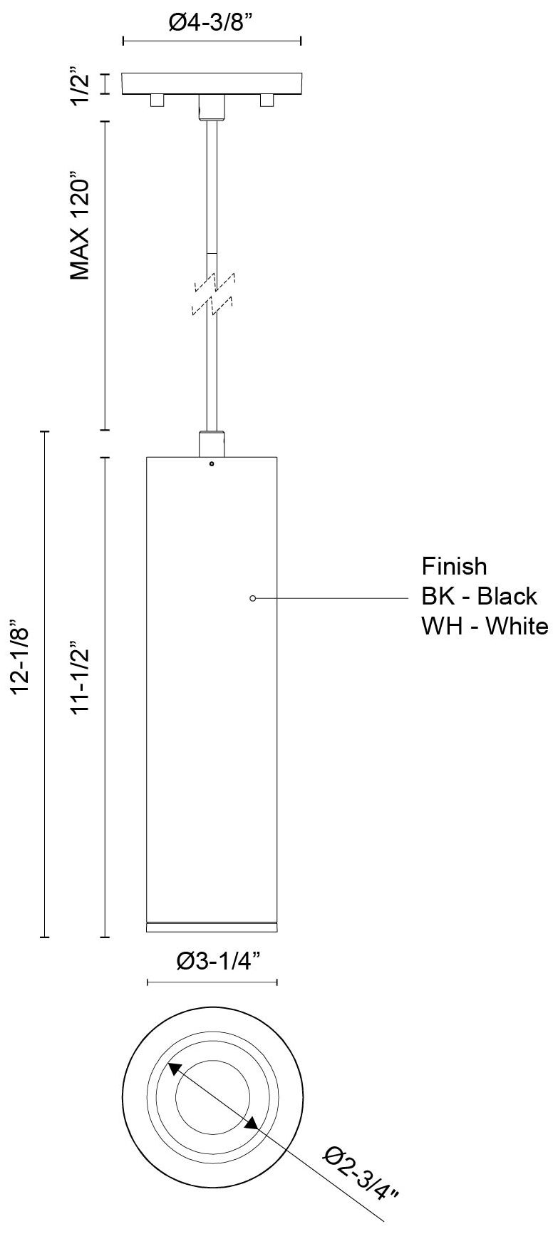 Image 5 Kuzco Lorna 12-in (3-in Dia.) 36 Degree Optic Black LED Pendant more views