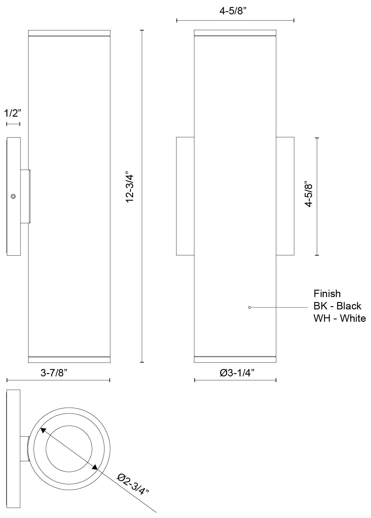 Image 7 Kuzco Lorna 12-in (3-in Dia.) 36 Degree Optic Black LED Wall Sconce more views