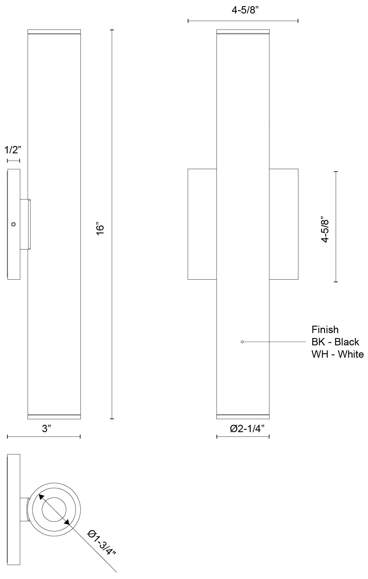 Image 2 Kuzco Lorna 16-in (2-in Dia.) 36 Degree Optic White LED Wall Sconce more views