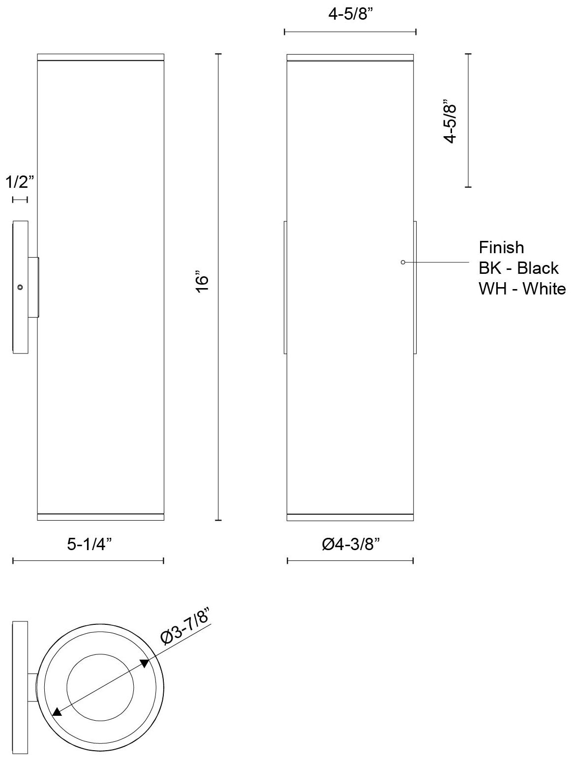 Image 2 Kuzco Lorna 16-in (4-in Dia.) 36 Degree Optic White LED Wall Sconce more views