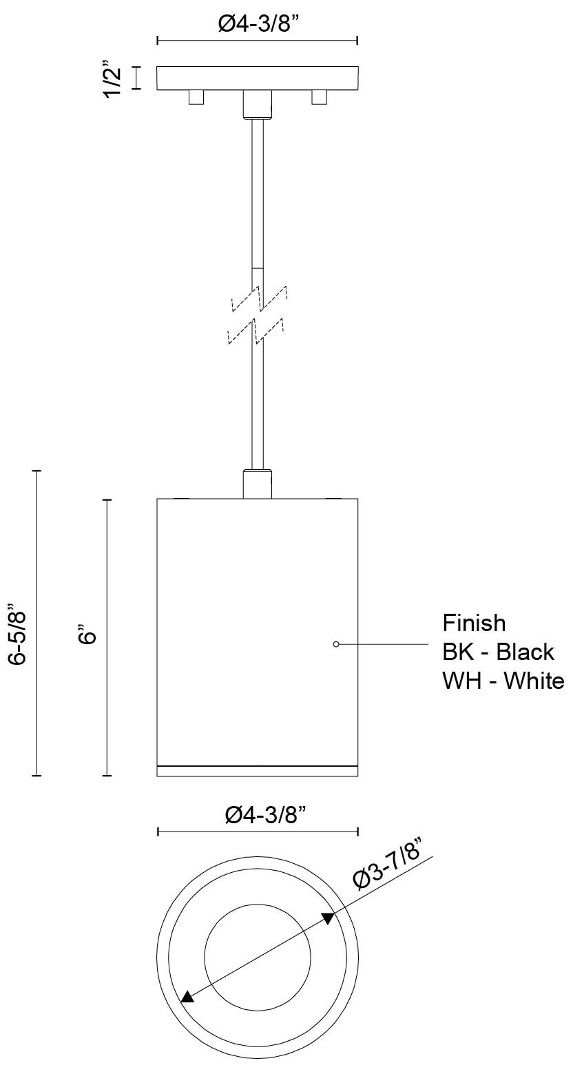 Image 5 Kuzco Lorna 6-in (4-in Dia.) 36 Degree Optic Black LED Pendant more views