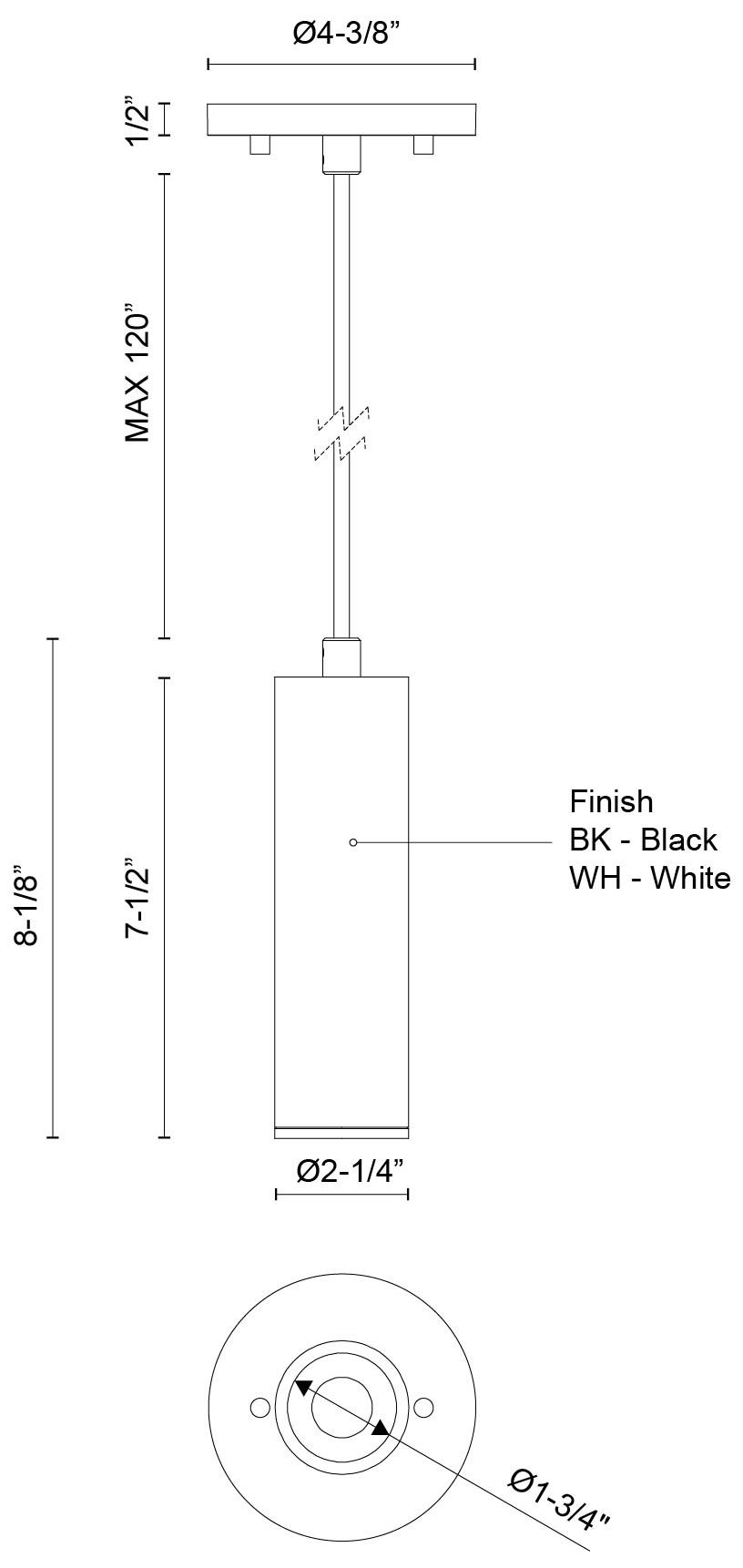 Image 6 Kuzco Lorna 8-in (2-in Dia.) 36 Degree Optic Black LED Pendant more views