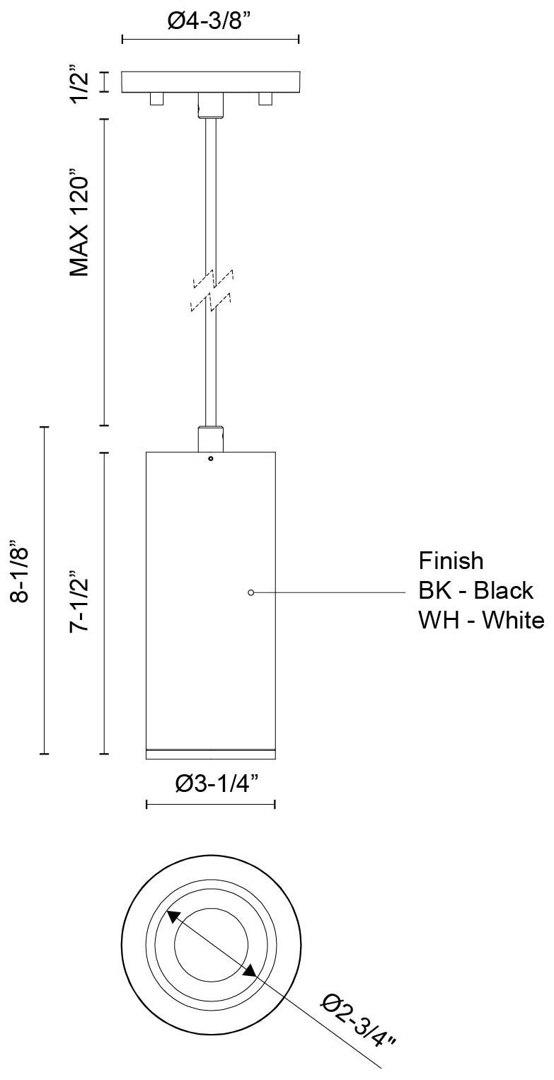 Image 5 Kuzco Lorna 8-in (3-in Dia.) 36 Degree Optic Black LED Pendant more views