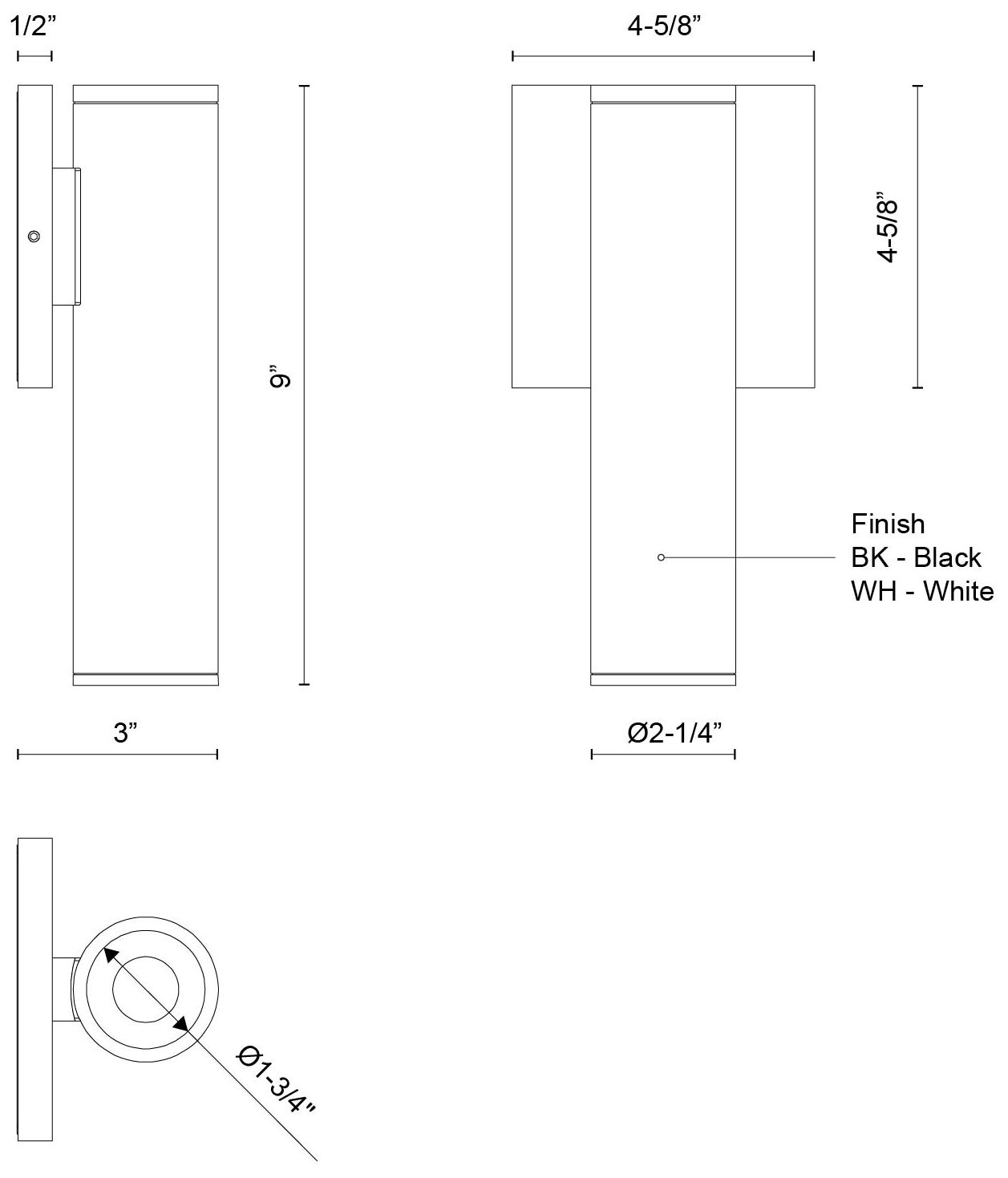 Image 6 Kuzco Lorna 9-in (2-in Dia.) 36 Degree Optic Black LED Wall Sconce more views