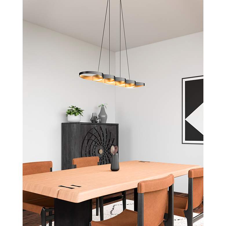 Image 3 Kuzco Maestro LED 38-in Black/Gold Linear Pendant more views