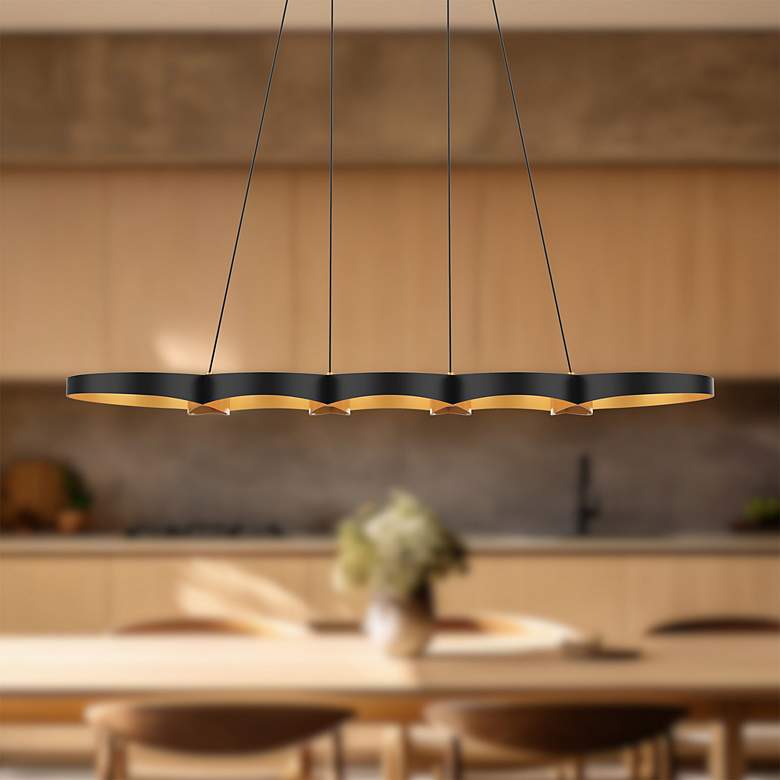 Image 4 Kuzco Maestro LED 38-in Black/Gold Linear Pendant more views