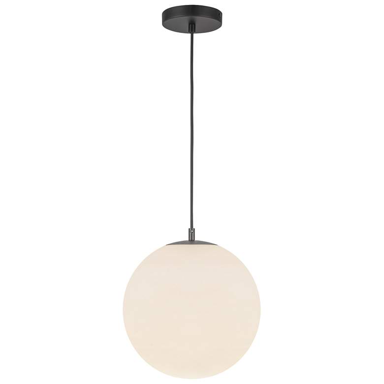 Image 1 Kuzco Marco LED 12-in (196-in Wire) (CCT) Black/Opal Glass Pendant