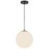 Kuzco Marco LED 12-in (CCT) Black/Opal Glass Pendant