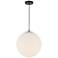 Kuzco Marco LED 16-in (196-in Wire) (CCT) Black/Opal Glass Pendant