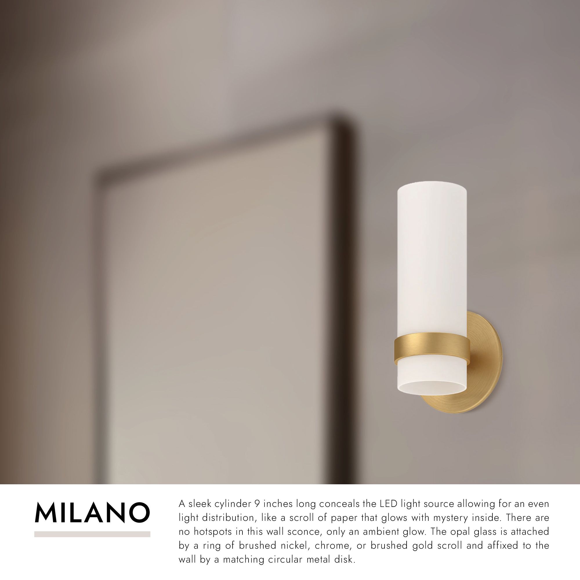 Image 2 Kuzco Milano LED 9-in Brushed Gold Wall Sconce more views