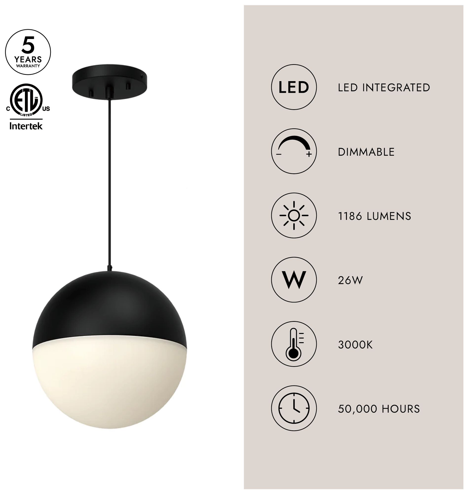 Image 4 Kuzco Monae LED 10-in Black Pendant more views