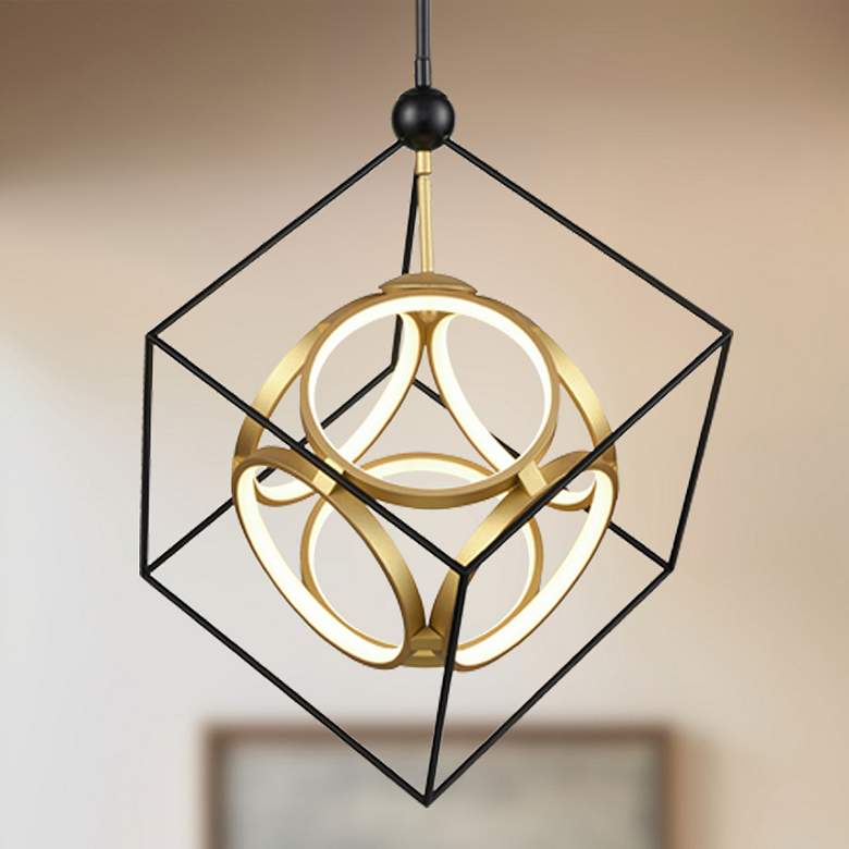 Image 1 Kuzco Monza LED 20-in Black/Antique Brass LED Chandeliers