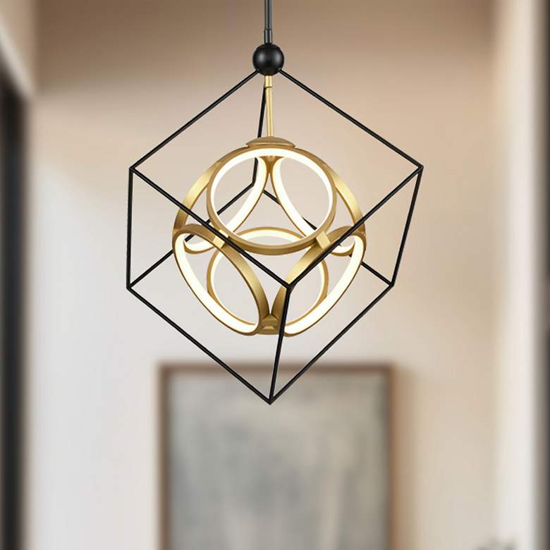 Image 4 Kuzco Monza LED 20-in Black/Antique Brass LED Chandeliers more views
