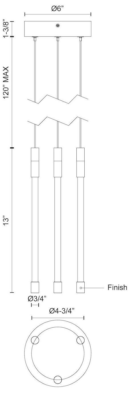 Image 2 Kuzco Motif LED 13-in Brushed Gold Multi-Pendant more views