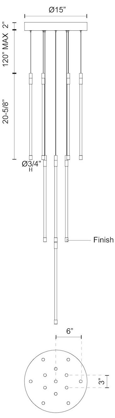 Image 3 Kuzco Motif LED 21-in Brushed Gold Multi-Pendant more views