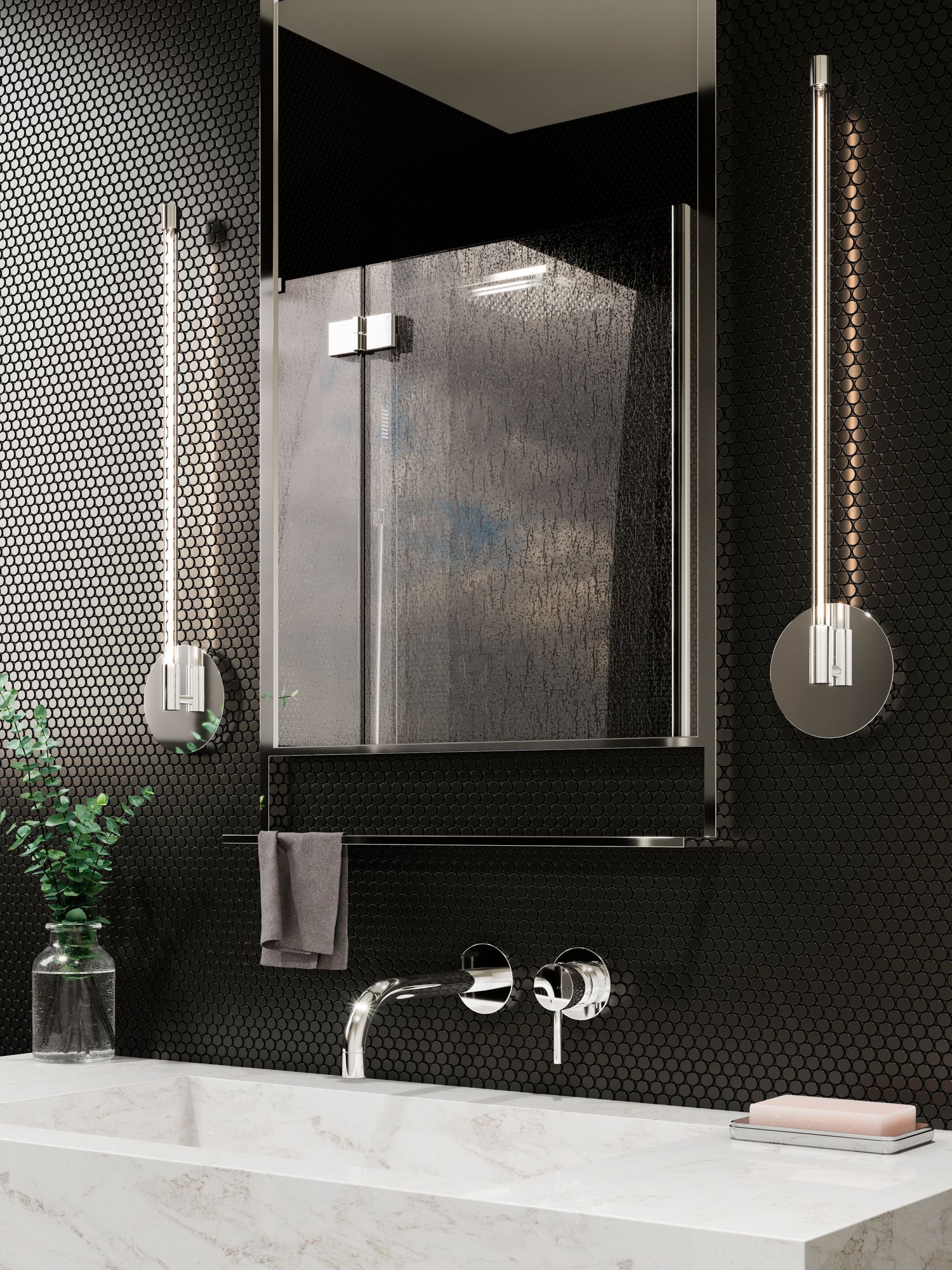 Image 2 Kuzco Motif LED 22-in Chrome Wall Sconce more views