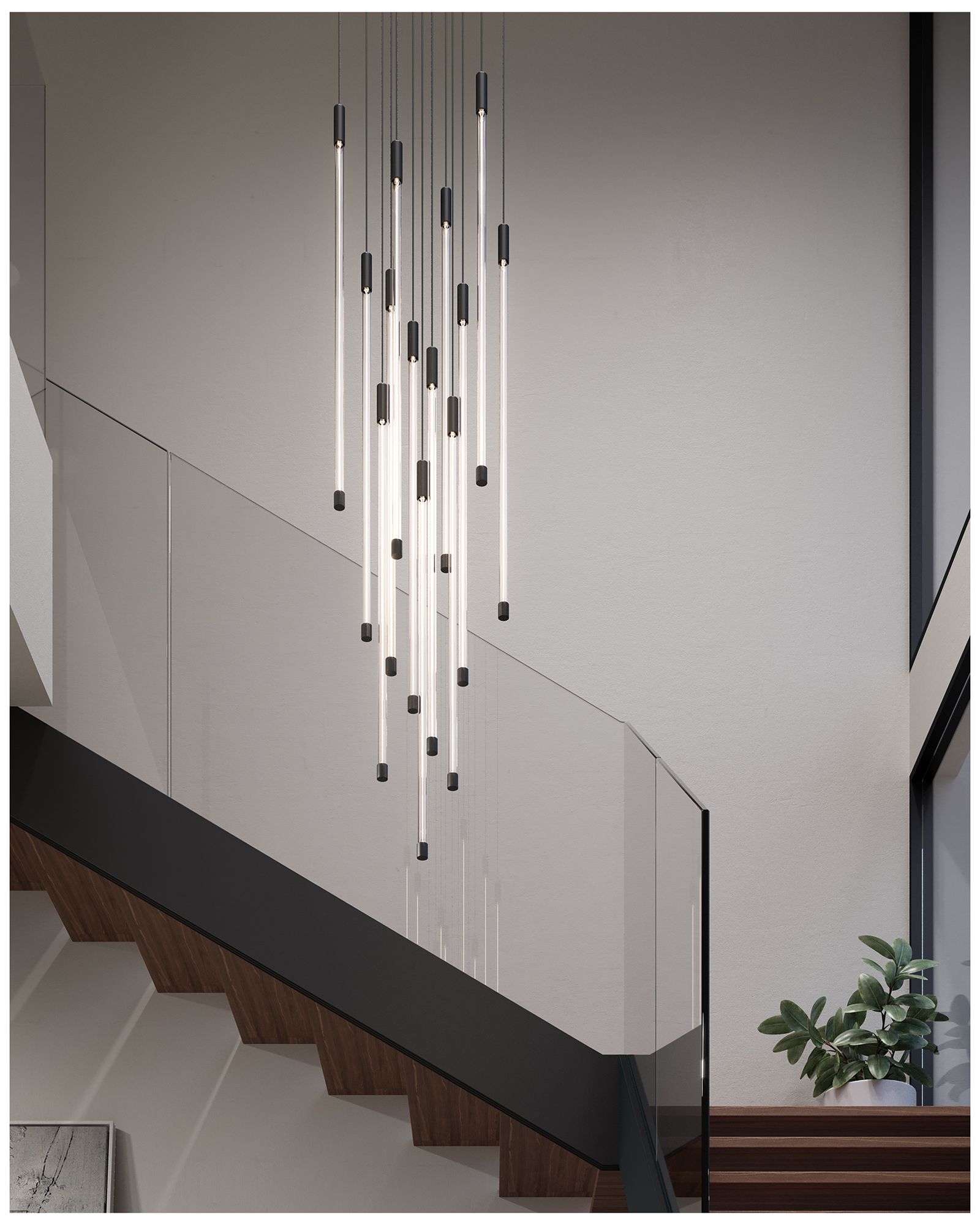 Image 3 Kuzco Motif LED 27-in Black Multi-Pendant more views