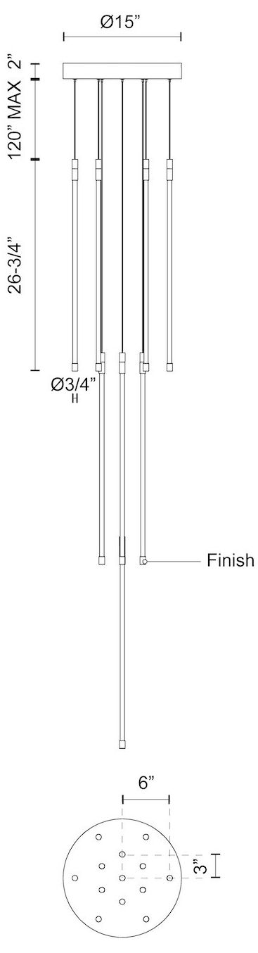 Image 3 Kuzco Motif LED 27-in Brushed Gold Multi-Pendant more views