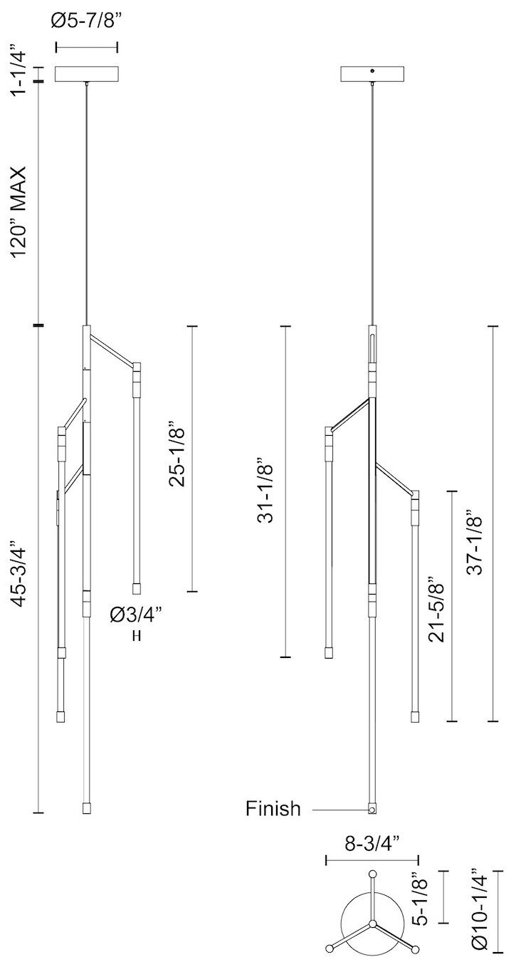 Image 4 Kuzco Motif LED 46-in Black Pendant more views