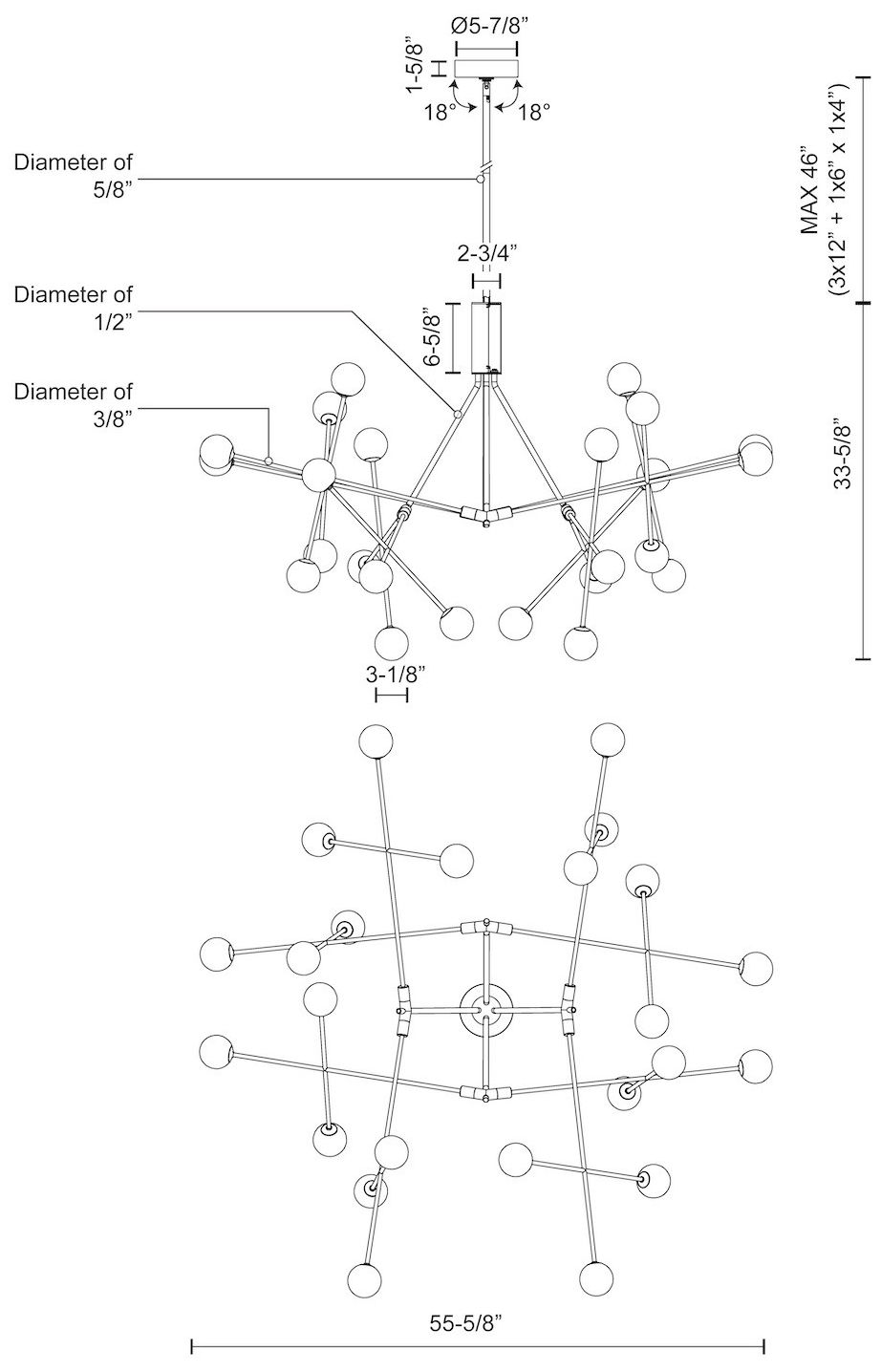 Image 4 Kuzco Moto LED 56-in Black LED Chandeliers more views
