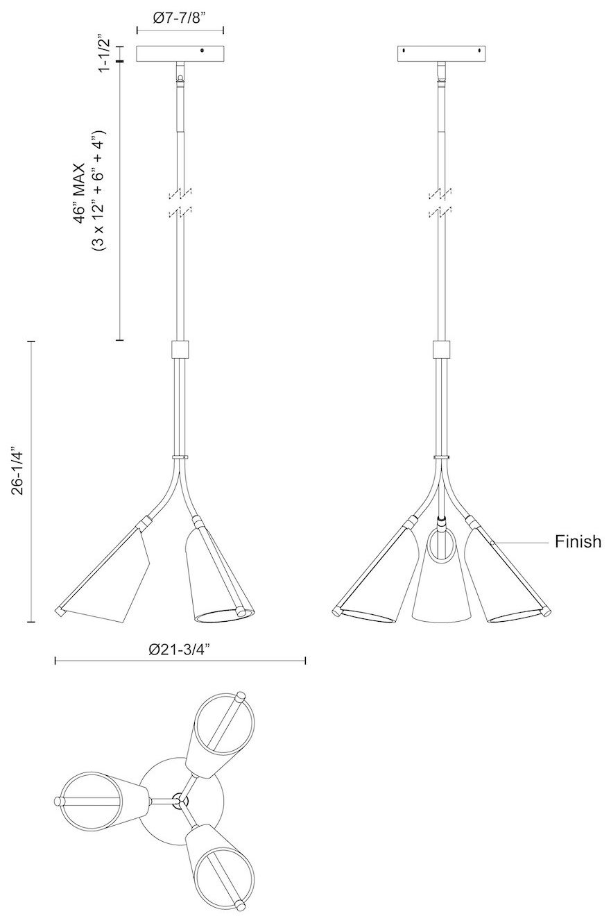 Image 4 Kuzco Mulberry LED 22-in Brushed Gold/Light Guide Pendant more views