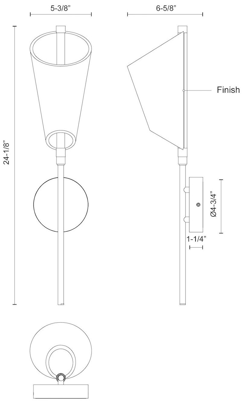 Image 4 Kuzco Mulberry LED 24-in Brushed Gold/Light Guide Wall Sconce more views