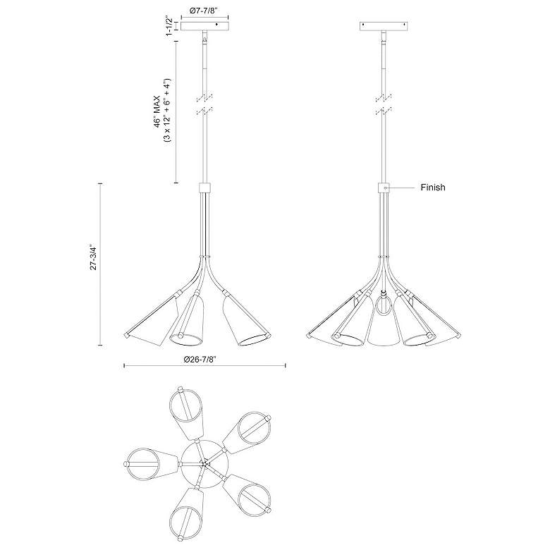 Image 4 Kuzco Mulberry LED 28-in Brushed Gold/Light Guide LED Chandeliers more views