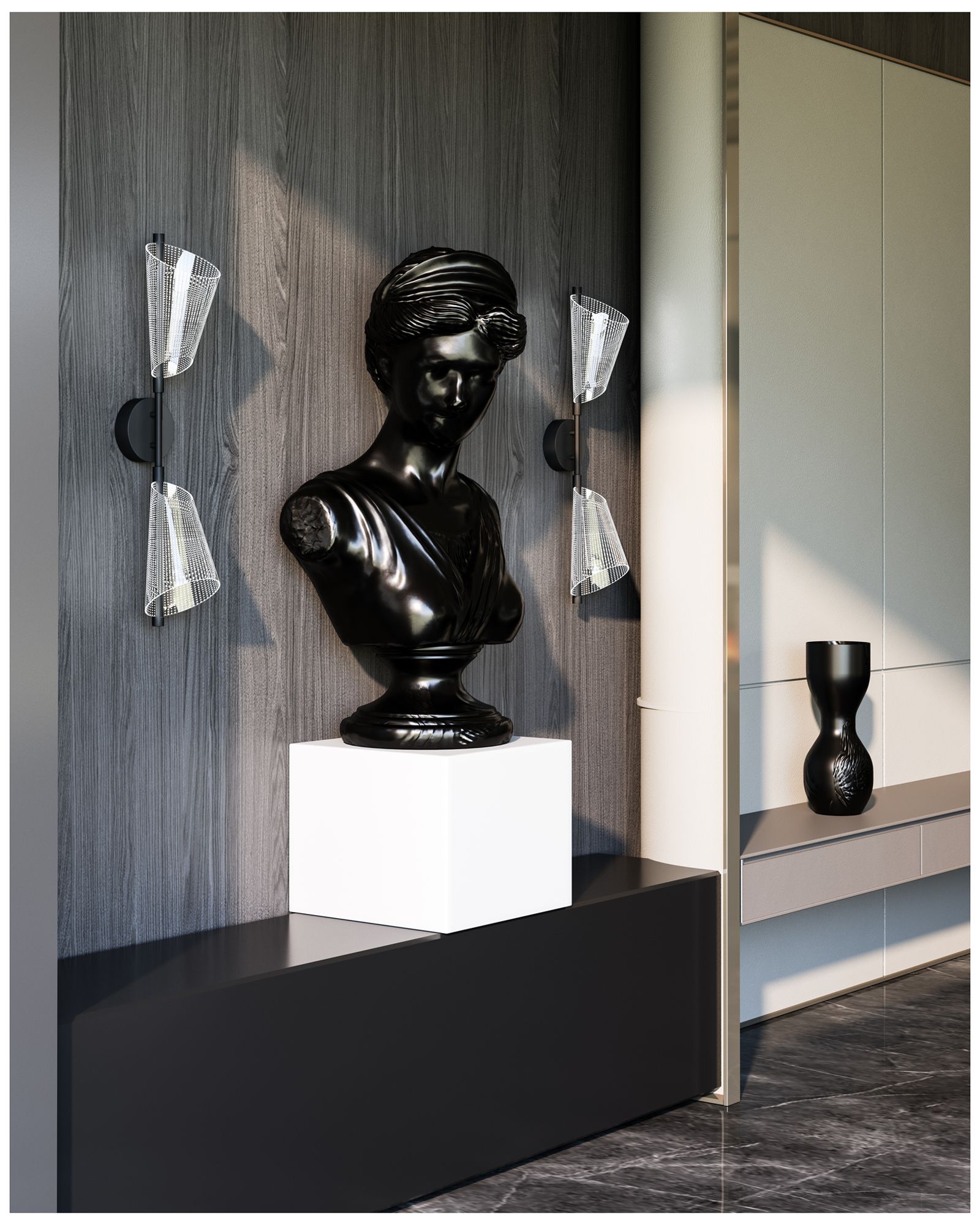 Image 3 Kuzco Mulberry LED 29-in Black/Light Guide Wall Sconce more views