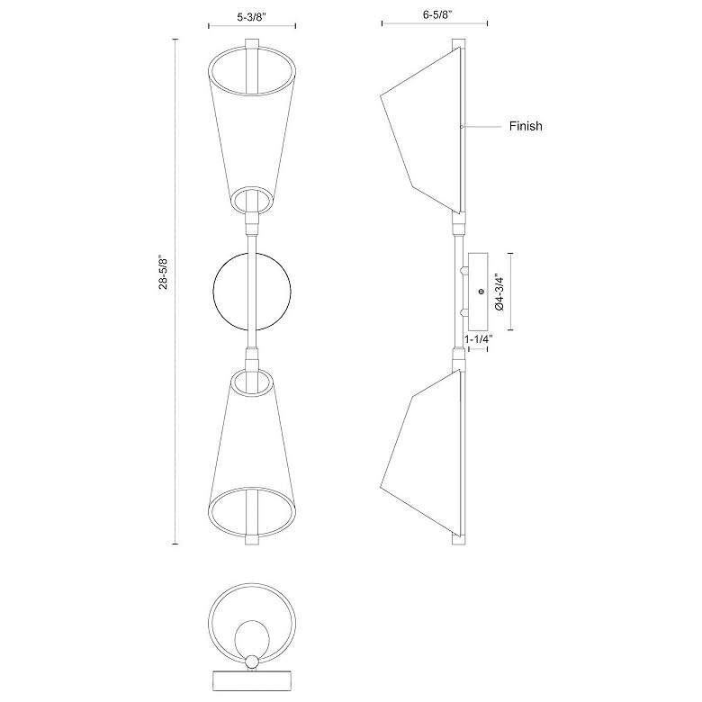 Image 5 Kuzco Mulberry LED 29-in Brushed Gold/Light Guide Wall Sconce more views