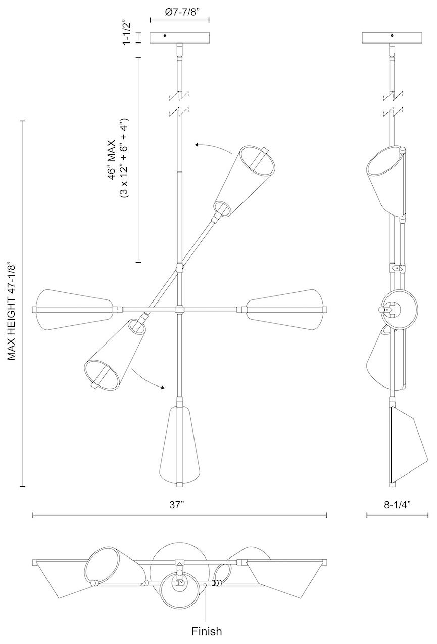Image 2 Kuzco Mulberry LED 37-in Brushed Gold/Light Guide LED Chandeliers more views