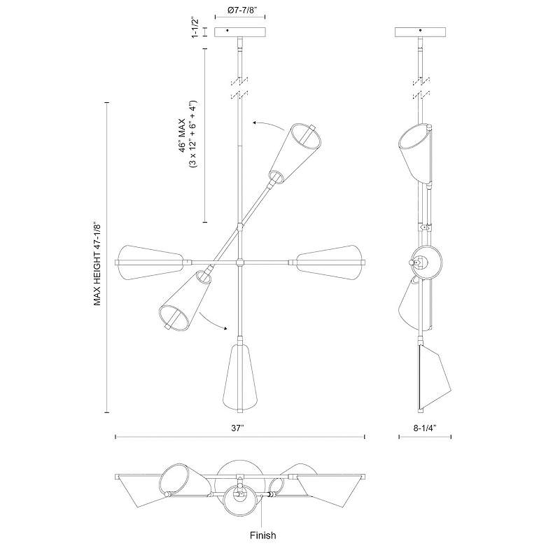 Image 2 Kuzco Mulberry LED 37-in Brushed Gold/Light Guide LED Chandeliers more views