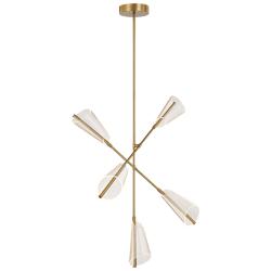 Kuzco Mulberry LED 37-in Brushed Gold/Light Guide LED Chandeliers