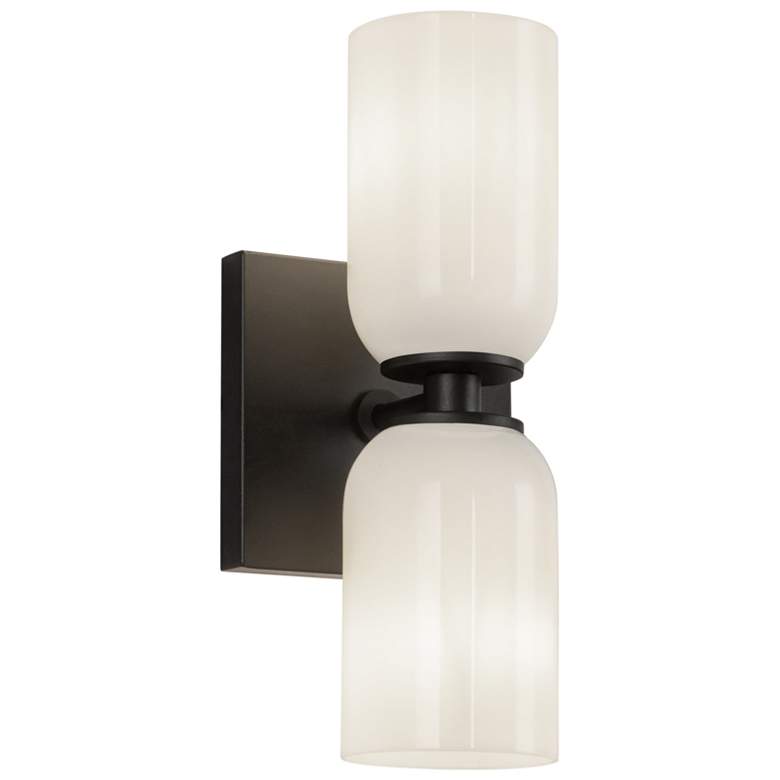 Image 1 Kuzco Nola E26 12-in Black/Glossy Opal Glass Wall Sconce