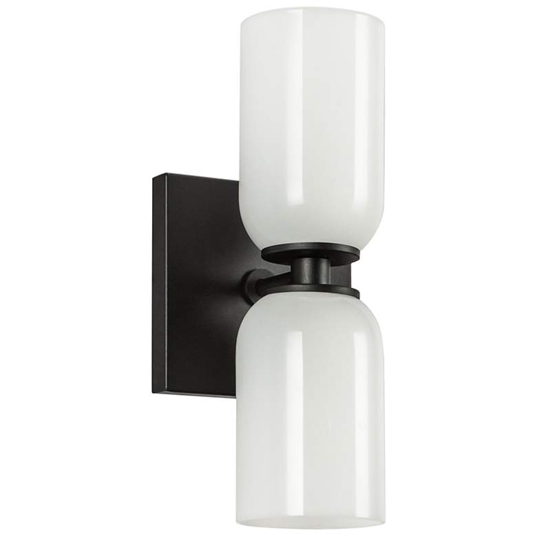 Image 2 Kuzco Nola E26 12-in Black/Glossy Opal Glass Wall Sconce more views