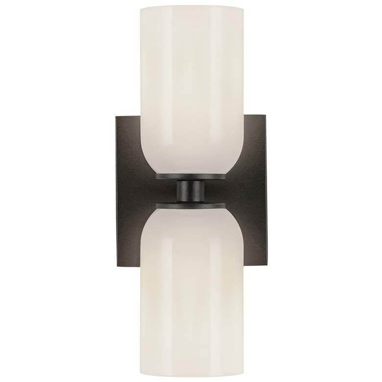 Image 3 Kuzco Nola E26 12-in Black/Glossy Opal Glass Wall Sconce more views