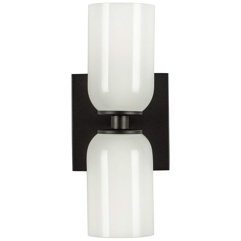 Image 4 Kuzco Nola E26 12-in Black/Glossy Opal Glass Wall Sconce more views