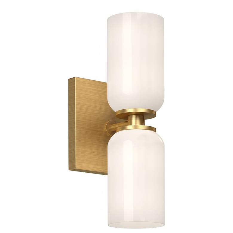 Image 1 Kuzco Nola E26 12-in Brushed Gold/Glossy Opal Glass Wall Sconce