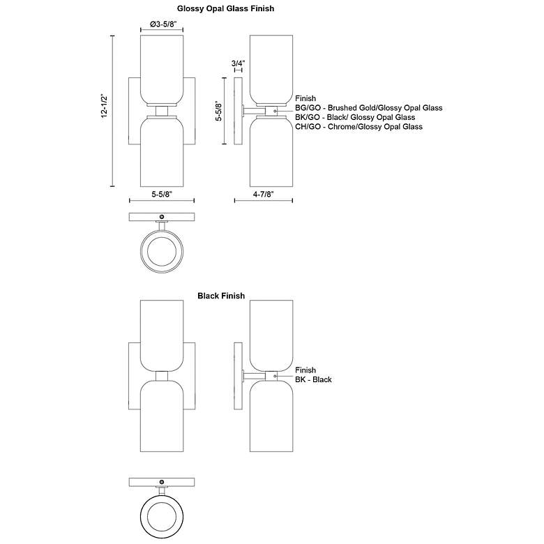 Image 2 Kuzco Nola E26 12-in Brushed Gold/Glossy Opal Glass Wall Sconce more views