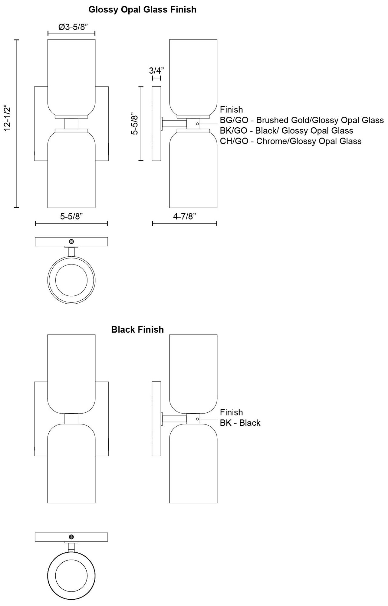 Image 3 Kuzco Nola E26 12-in Chrome/Glossy Opal Glass Wall Sconce more views