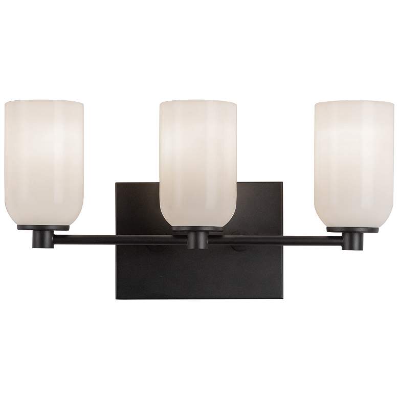 Image 1 Kuzco Nola E26 18-in Black/Glossy Opal Glass Vanity Light
