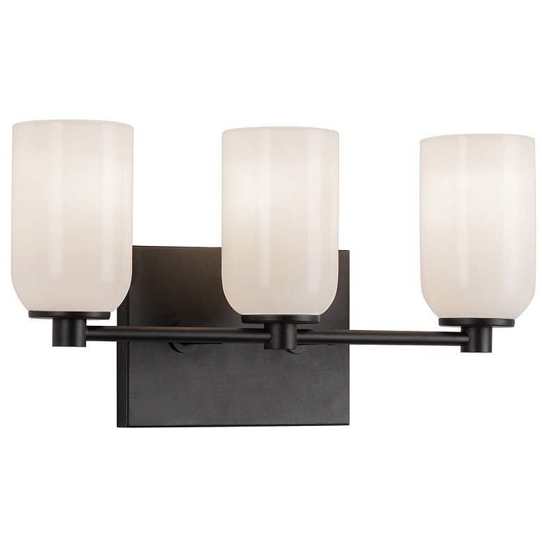 Image 2 Kuzco Nola E26 18-in Black/Glossy Opal Glass Vanity Light more views