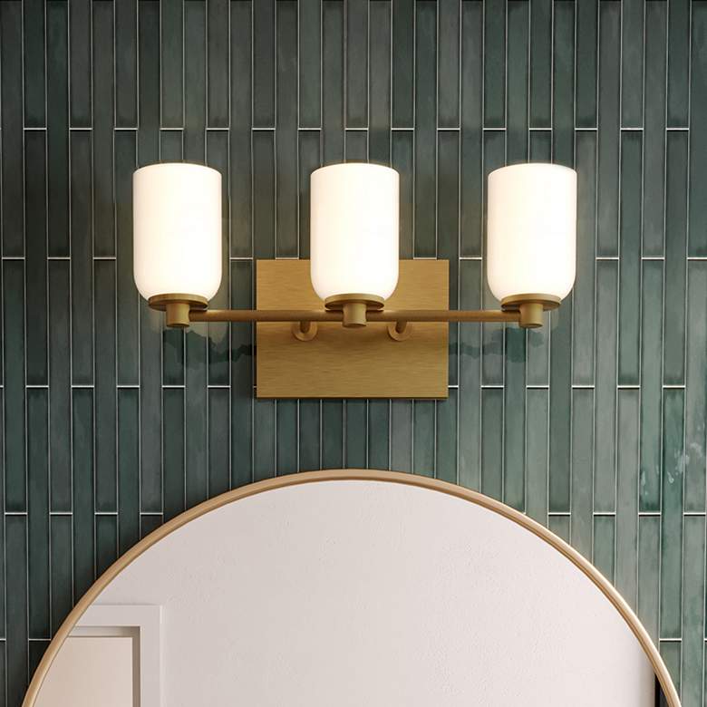 Image 1 Kuzco Nola E26 18-in Brushed Gold/Glossy Opal Glass Vanity Light