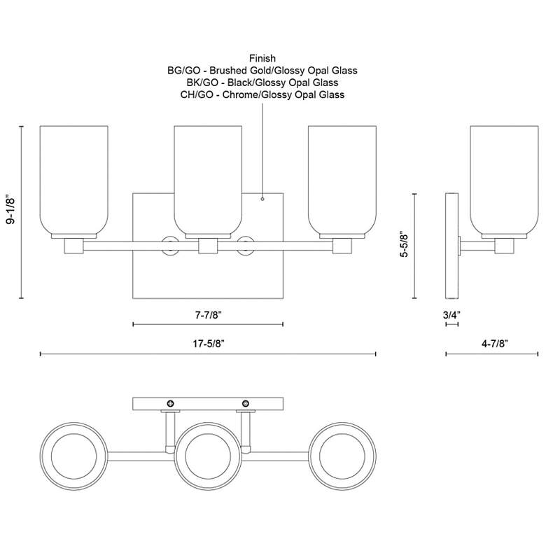 Image 6 Kuzco Nola E26 18-in Brushed Gold/Glossy Opal Glass Vanity Light more views